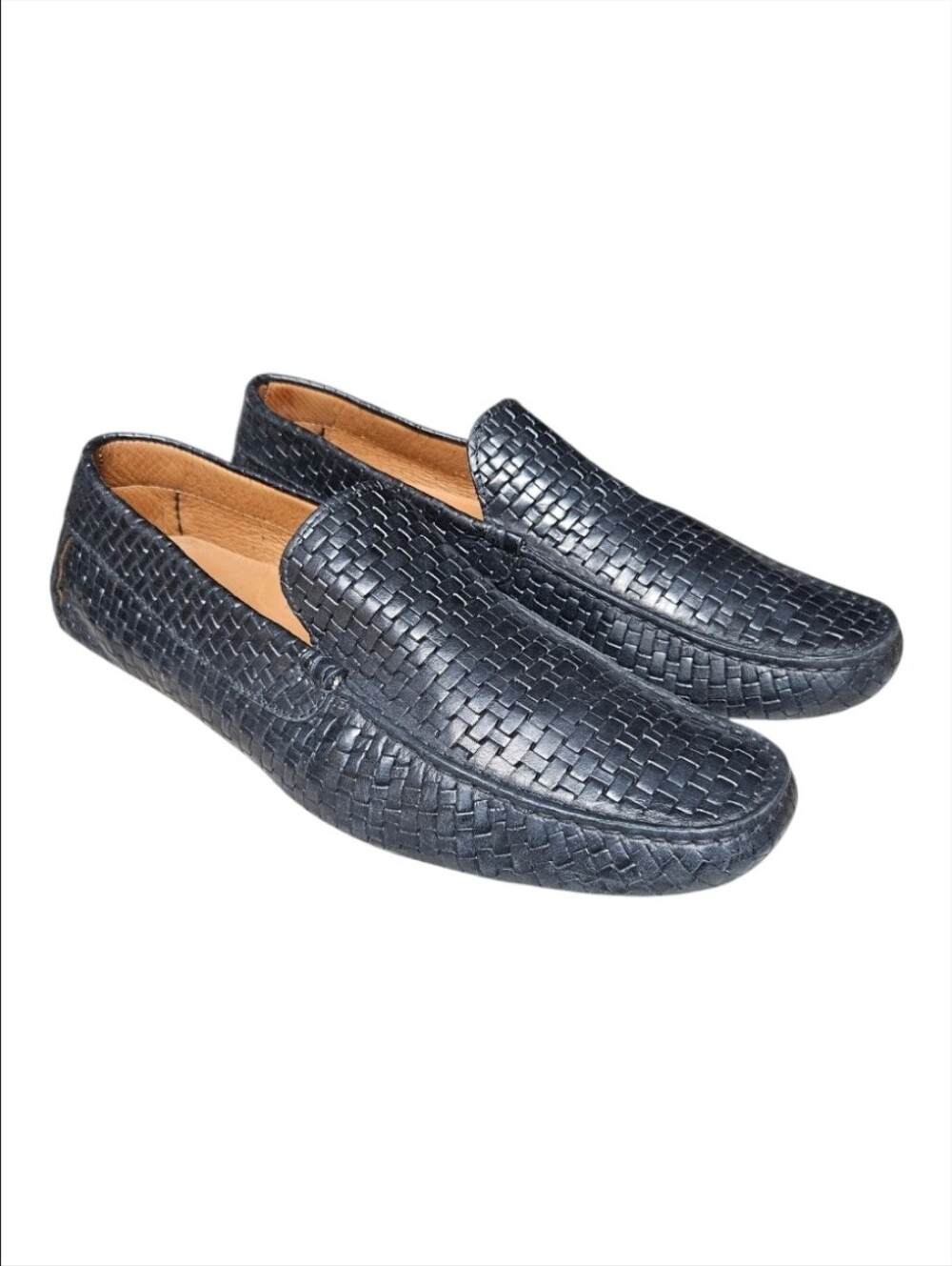 AQUATALIA | Bruce Black Woven Leather Driving Loafers Men's 13 Made in Italy